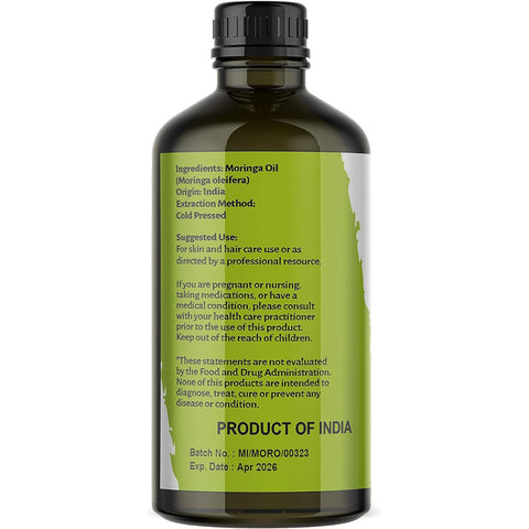 Nature's Basket 100% Pure Natural Cold Pressed Moringa Carrier Undiluted Oil | Moringa oleifera | Behen Oil for Hair Growth and Skin Care | 100 ml