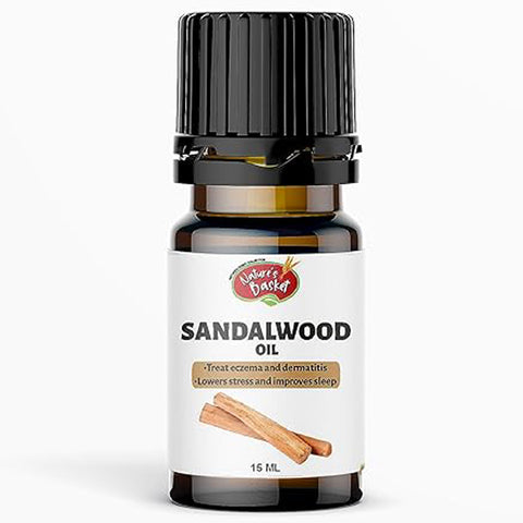 Nature's Basket Sandalwood Essential Oil for Fragrance, Skin, Bathing - 15ml