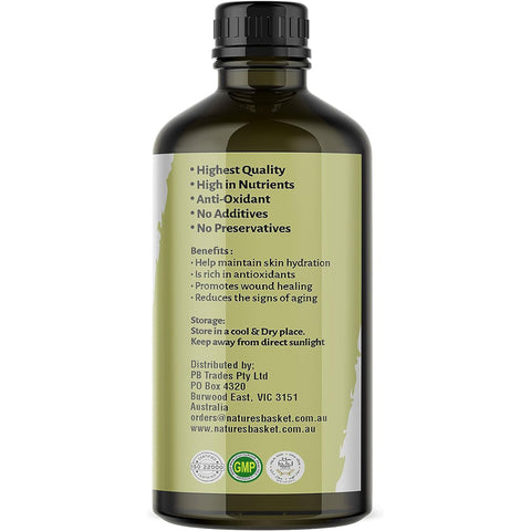 Nature's Basket Pure Olive Cold Pressed Carrier Oil For Hair & Skin, 100 ml Helps Strengthen Hair Roots, Deeply Moisturizes Skin, Helps Reduce Wrinkles & Fine Lines, No Alcohol, Parabens & Sulphates - 100 Ml