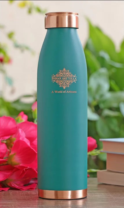 Copper Lacquer Coated Turquoise Silk Finish Bottle 900ml