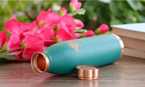 Copper Lacquer Coated Turquoise Silk Finish Bottle 900ml