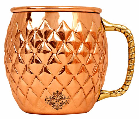Copper Diamond Hammered Design Moscow Mule Beer Mug Cup 600ml