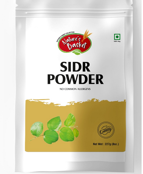 Pure Sidr Leaf Powder 227g by Natures Basket – Herbal hair and skin cleanser made from Ziziphus jujuba leaves.