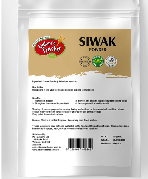 Package of Nature's Basket SIWAK Powder with text and branding on a white background