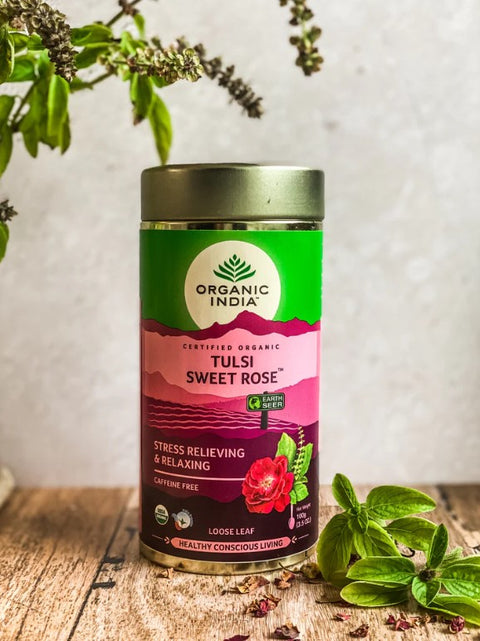 Organic India Tulsi Sweet Rose Tea- Loose Leaf 100g