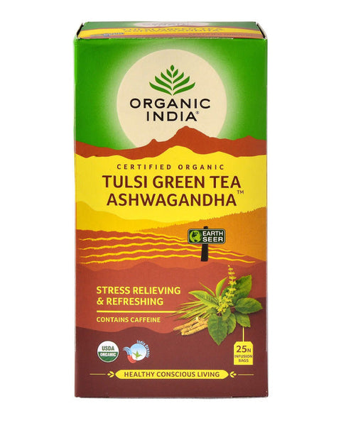 Organic India Tulsi Green Tea Ashwagandha- 25 Teabags