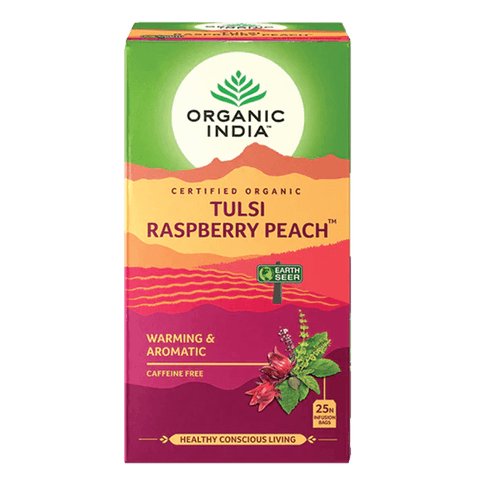 Organic India Tulsi Raspberry Peach 25 Tea Bags