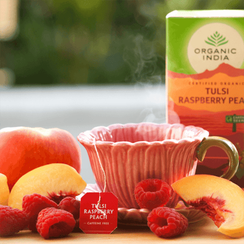 Organic India Tulsi Raspberry Peach 25 Tea Bags