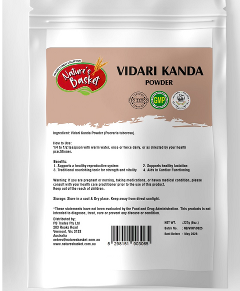 Vidari Kanda Powder packaging with nature's basket logo on a white background