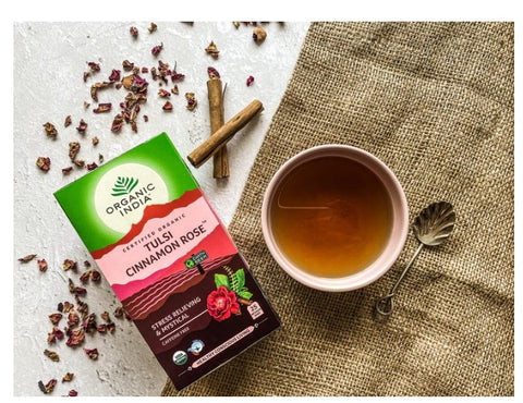 Organic India Tulsi Cinnamon Rose 25 Tea Bags