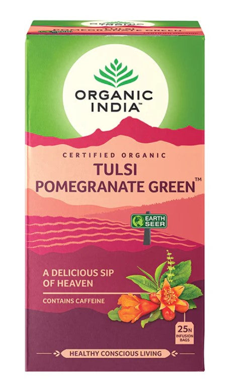 Organic India Tulsi Pomegranate Green 25 Tea Bags